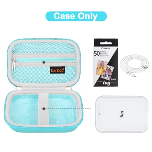 Canboc Hard Case for Canon Ivy 2 1 CLIQ+2 CLIQ 2 Photo Printer Mobile Wireless Bluetooth Instant Camera Printer, Mesh Bag fit Photo Paper Cable, Mint Green+Mint Green - Image 2
