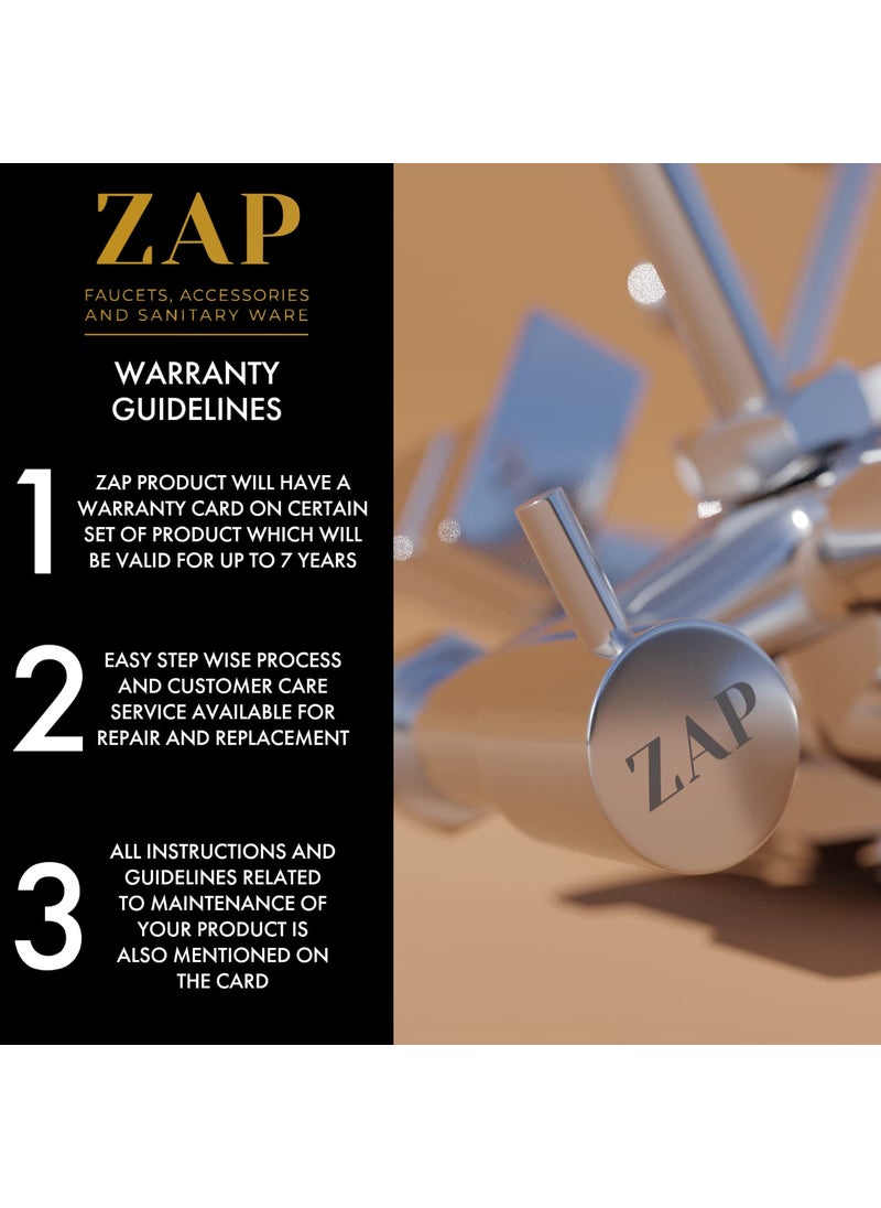 ZAP ZAP SKODA Series 100 High Grade Brass 3 in 1 Wall Mixer with Shower Arms Head Multi Flow Hand Shower with 15 Meter Flexible Tube Chrome  - Image 5