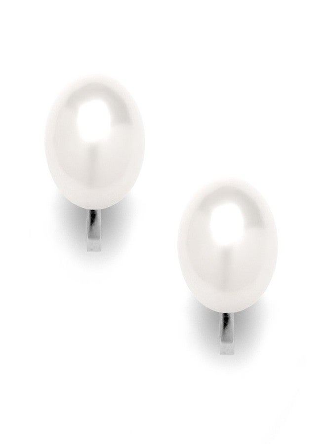 Mariell Ivory Freshwater Pearl Stud Clip On Earring for Women, 9mm, Non-Pierced Earring Birthday Gift - Image 1