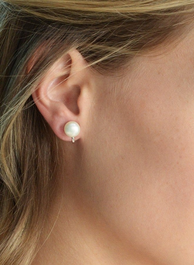 Mariell Ivory Freshwater Pearl Stud Clip On Earring for Women, 9mm, Non-Pierced Earring Birthday Gift - Image 3