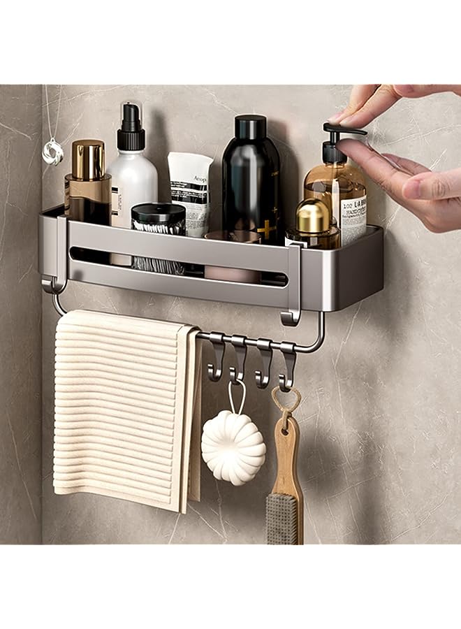 Bathroom Shelves Wall Mounted Shower Caddy Rustproof Shower Rustproof Titanium Alloy Shower Organizer Racks for Bathroom Kitchen (Small with Bar) - Image 1