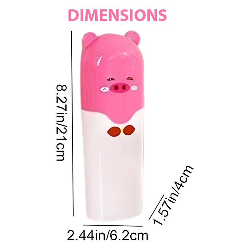 Aseenaa Plastic Cute Cartoon Shape Portable Toothbrush Case Holder for Bathroom Storage, Camping and Travel | Pack of 1 (Pink) - Image 2