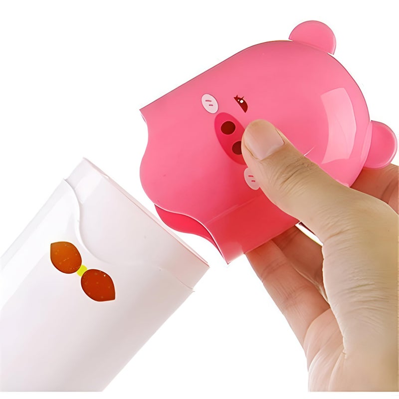 Aseenaa Plastic Cute Cartoon Shape Portable Toothbrush Case Holder for Bathroom Storage, Camping and Travel | Pack of 1 (Pink) - Image 3