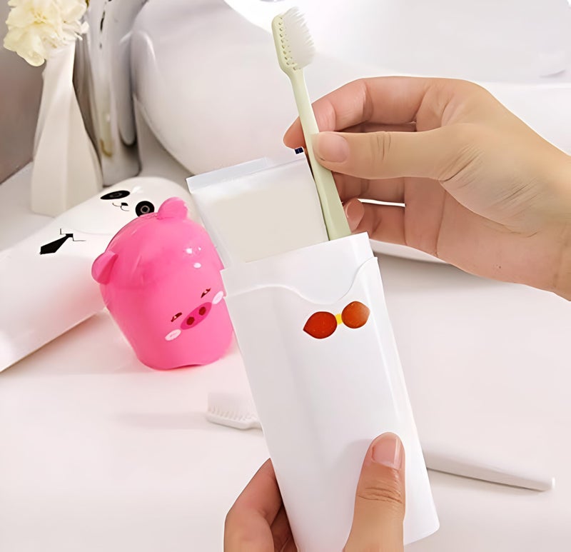 Aseenaa Plastic Cute Cartoon Shape Portable Toothbrush Case Holder for Bathroom Storage, Camping and Travel | Pack of 1 (Pink) - Image 5
