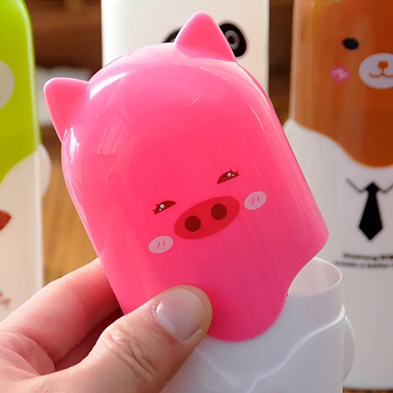 Aseenaa Plastic Cute Cartoon Shape Portable Toothbrush Case Holder for Bathroom Storage, Camping and Travel | Pack of 1 (Pink) - Image 4