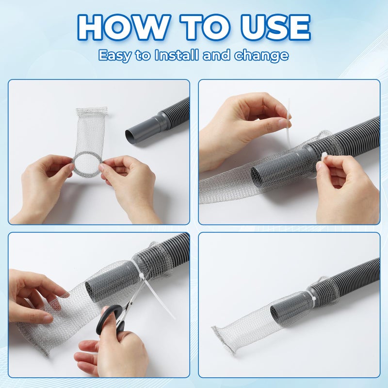 Snwoygr 24 PCS Lint Traps, Stainless Steel Lint Catcher for Washing Machine, Pet Hair Remover for Laundry, Upgrade Traps Laundry Mesh Washer Hose Filter with 24 PCS Cable Ties - Image 4