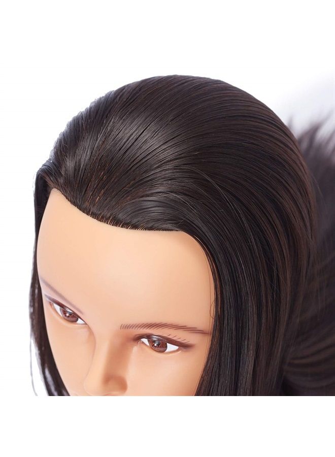 Hairlink 26-28'' Mannequin Head Synthetic Fiber Long Hair Styling Training Head Dolls for Cosmetology Manikin Maniquins Practice Head with Clamp Stand Holder (6611LB0220) - Image 3