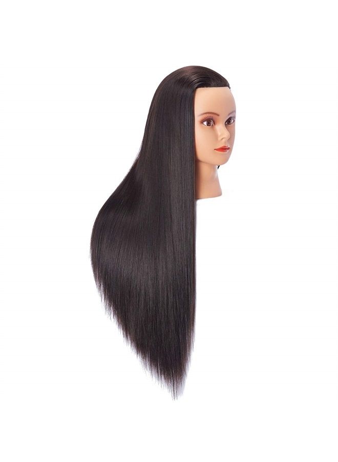 Hairlink 26-28'' Mannequin Head Synthetic Fiber Long Hair Styling Training Head Dolls for Cosmetology Manikin Maniquins Practice Head with Clamp Stand Holder (6611LB0220) - Image 1