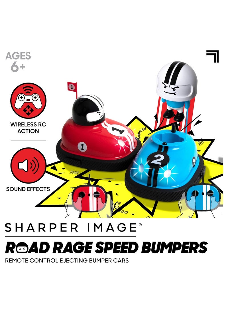 Sharper Image Road Rage RC Speed Bumper Cars, Mini Remote Controlled Ejector Vehicles, 2 Player Head to Head Battle, Crash into Opponents, 2.4 GHz, Red and Blue, Ages 6 and Up  - Image 2