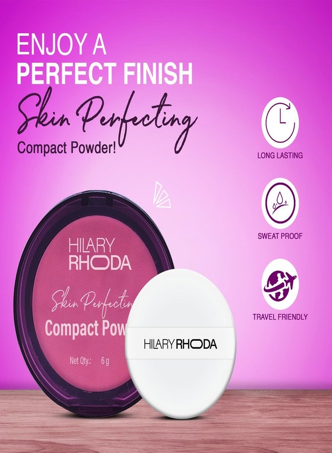 Hilary Rhoda Skin Perfecting Compact Powder | Oil Control & Matte Finish | Buildable Coverage | Blends Easily | Hides Imperfections | 6g (Pink Vanilla | Shade 02) - Image 3