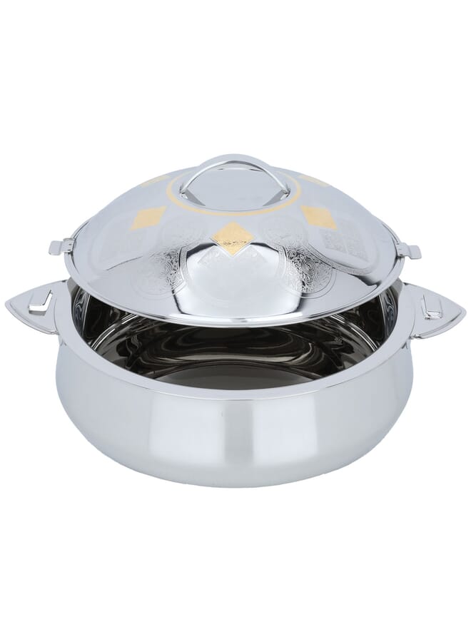 Alsaif Gallery Indian Food Container Lama Steel Silver Gold 3000 ml  - Image 2