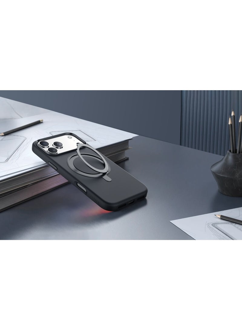 ليفيلو حافظة Iris Pro MagSafe من السيليكون السائل لهاتف iPhone 17 Pro مع حلقة دعم و قبضة سيليكون فاخرة / حافة مقاومة للصدمات / إطار من سبائك الألمنيوم للكاميرا والأزرار / مغناطيسات قوية - أسود - Image 4