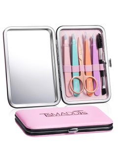 TsMADDTs Tweezers Set For Women & Menprecision Tweezers Set With Travel Casestainless Steel Tweezers For Eyebrows With Scissors Razor Mirror  - Image 1