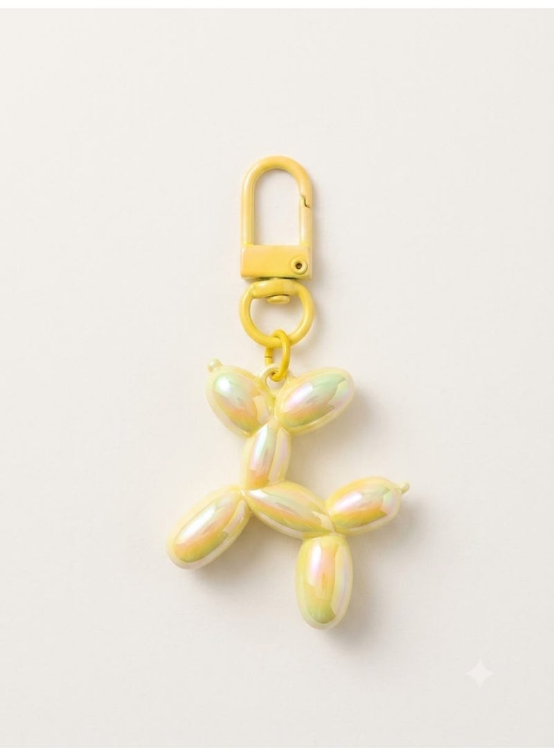 HYLN Iridescent Yellow Balloon Dog Charm Keychain with Carabiner - Image 2