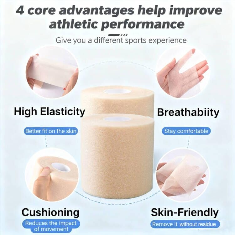 Clooflar 9 Pack Pre Wrap Athletic, 2.75 Inches X 12 Yards Multi-Color Prewrap Athletic Tape for Hair Soccer, Sports Pre Wrap Tape, Pre-Wrap Foam Underwrap Tape Ankles Wrists Hands Knees Elbows - Image 3