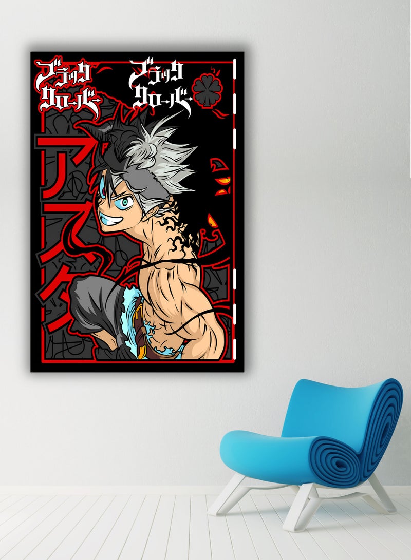 مودكلاس لوحة جدارية بإطار خشبي بلاك كلوفر - Image 1