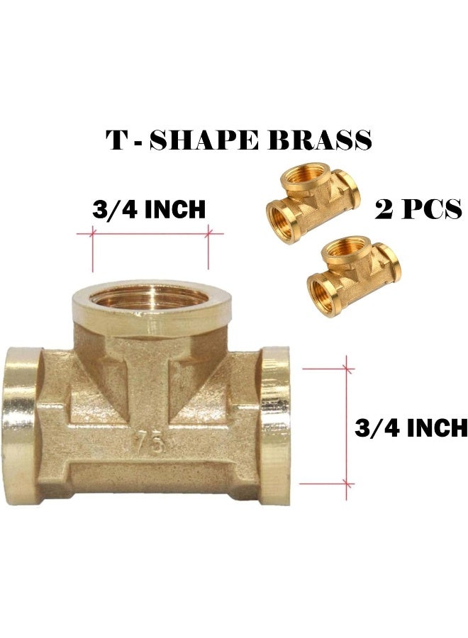 Royal Apex 2Pcs Set Brass Multi Purpose Hose Fittings With Bsp Thread For Plumbing Gas Hot Water Pipe Connector Pneumatic Etc Female Tee 3/4 Inch - Image 2