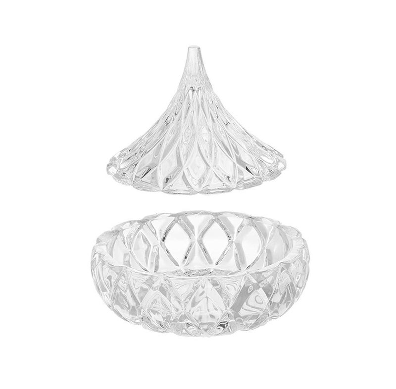 SYBL 1Pcs 60ML 2OZ Clear Crystal Glass Candy Dish Small Decorative Candy Bowl with Lid for Home Kitchen Office Table