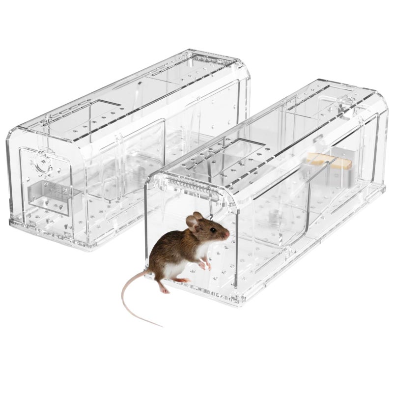 AOVSTOXIC Humane Mouse Traps, Mouse Traps Indoor for Home, No Kill Live Catch and Release Reusable Mice Traps, Small Rat Trap Catcher for House & Outdoors 2PCS - Image 1