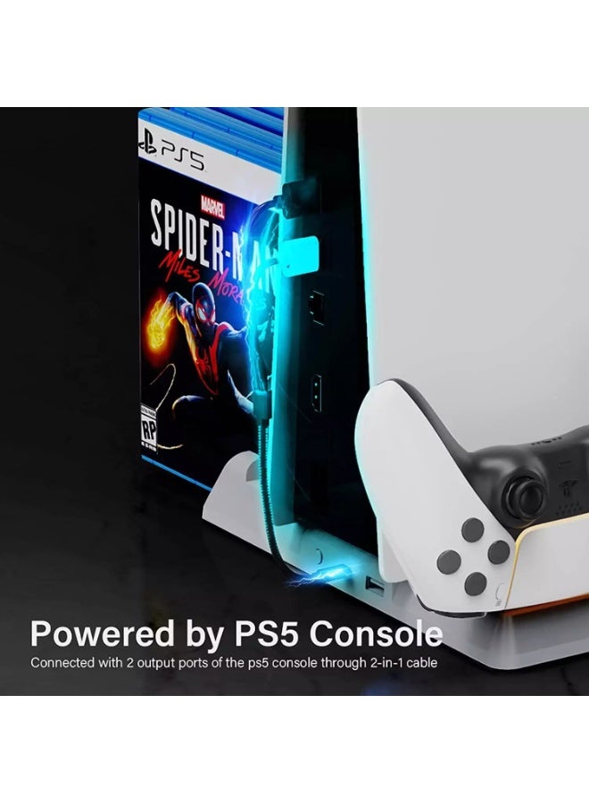 DOBE PS5 Cooling Stand and Dual Controller Charger Station, CD Storage Rack for Playstation 5 Digital or DVD - Image 4