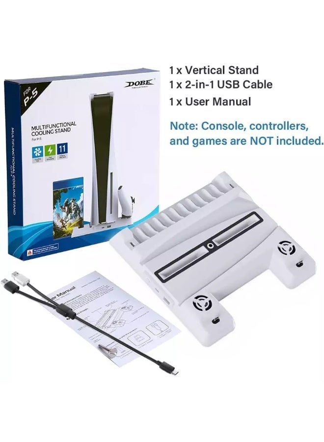 DOBE PS5 Cooling Stand and Dual Controller Charger Station, CD Storage Rack for Playstation 5 Digital or DVD - Image 2