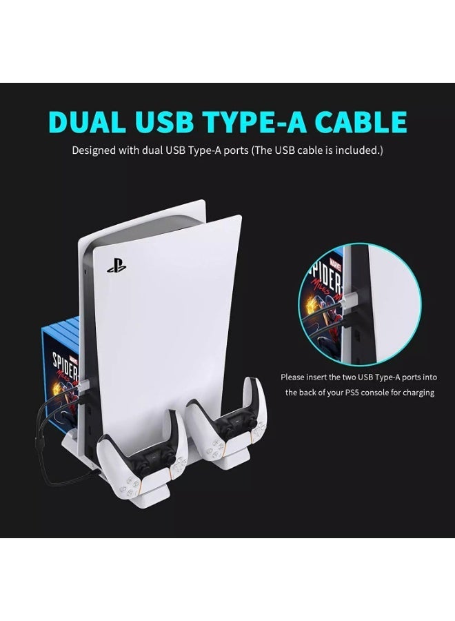 DOBE PS5 Cooling Stand and Dual Controller Charger Station, CD Storage Rack for Playstation 5 Digital or DVD - Image 3