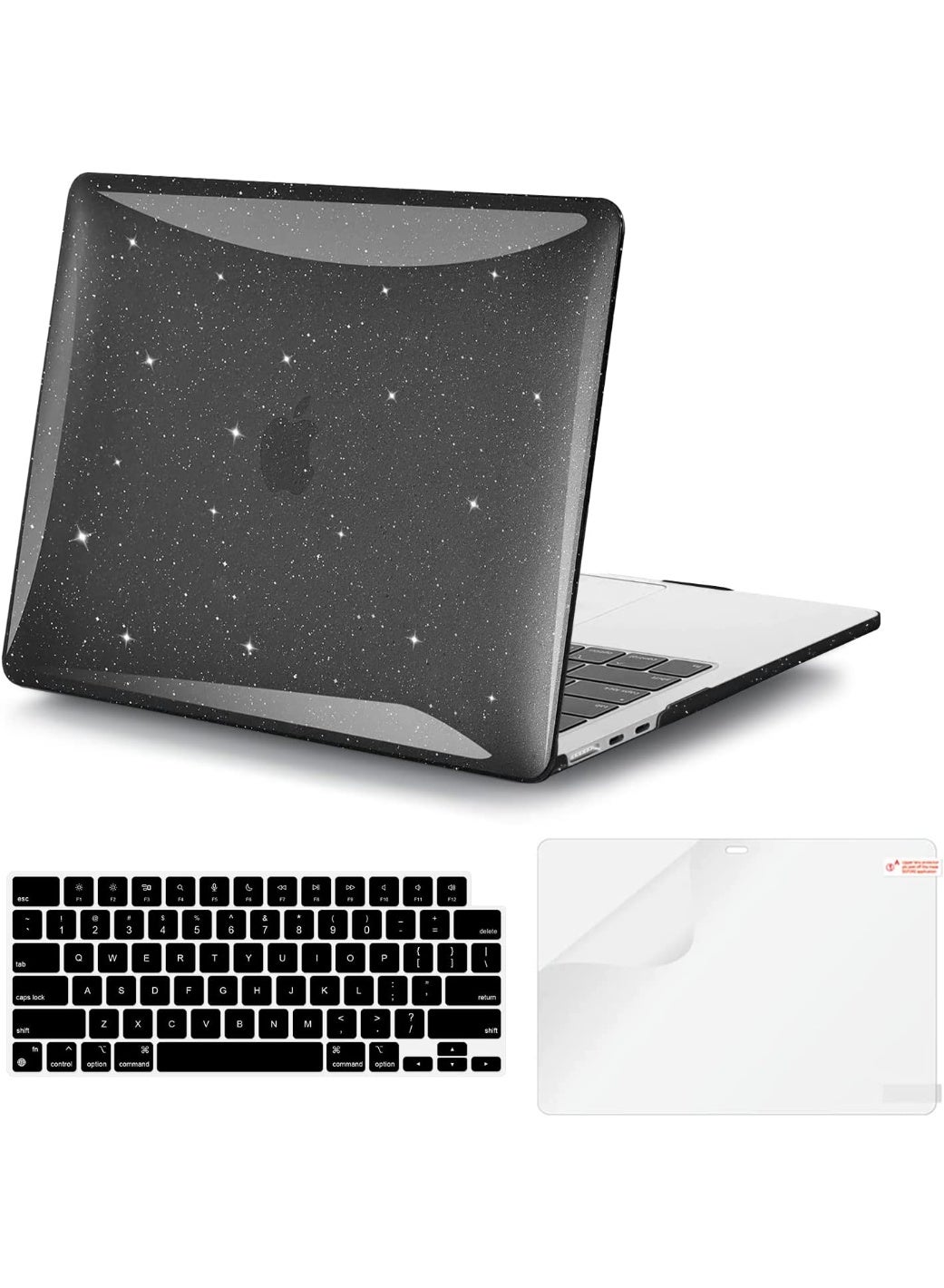 3 in 1 Compatible with MacBook Neo Case 13 inch 2026 Release Model A3404, Glitter Plastic Protective Laptop Hard Shell Case with Keyboard Cover & Screen Protector, Shinning Black