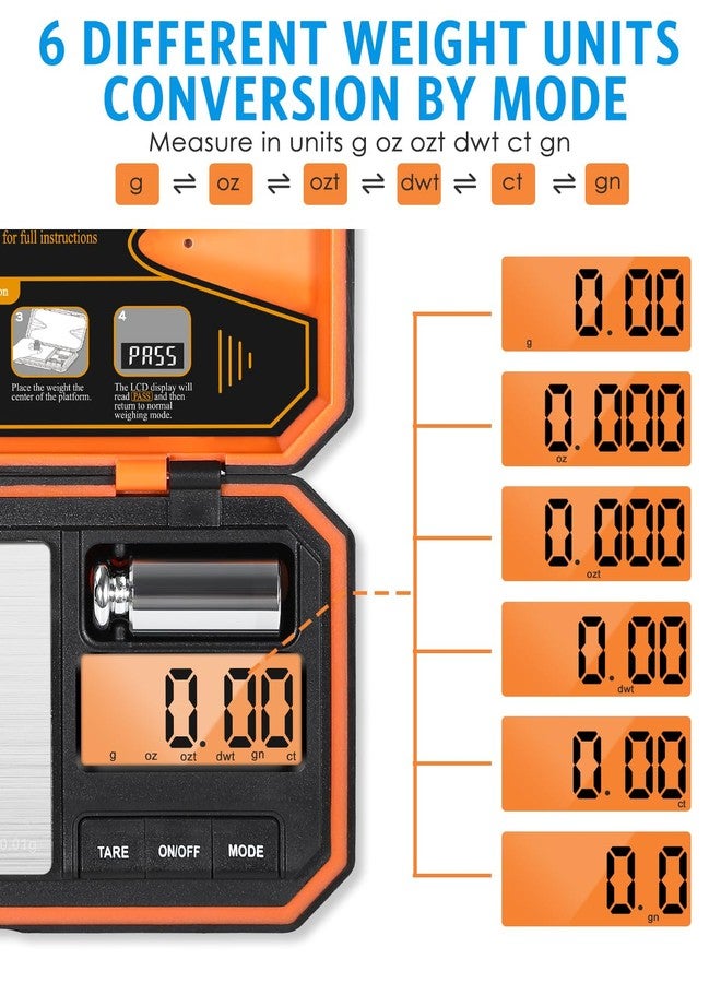 امير ميزان AMIR الرقمي الجيب، ميزان دقيق للغاية 500 غرام × 0.01 غرام، ميزان صغير الحجم بشاشة LCD، ميزان طعام رقمي مع وظيفة التصفير، تحويل إلى 6 وحدات للطعام والمجوهرات والعملات المعدنية والقهوة - Image 3