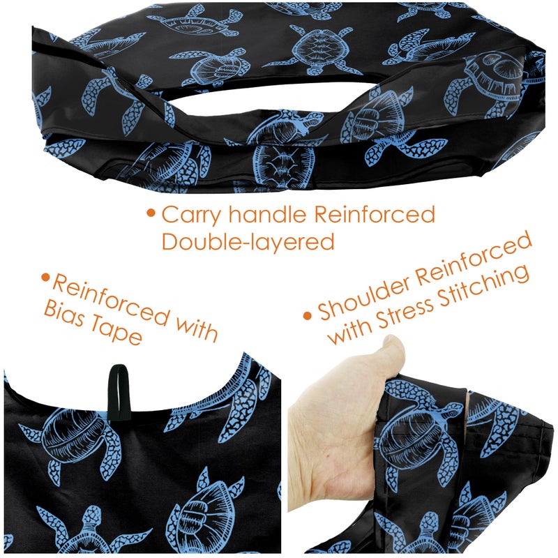 BeeGreen Sea Turtle Lovers Gifts for Women Ocean Animals Reusable Grocery Bags Shopping Bags Bulk 6 Pack 50LBS X-Large Shells Seal Mermaid Scale Whale - Image 5