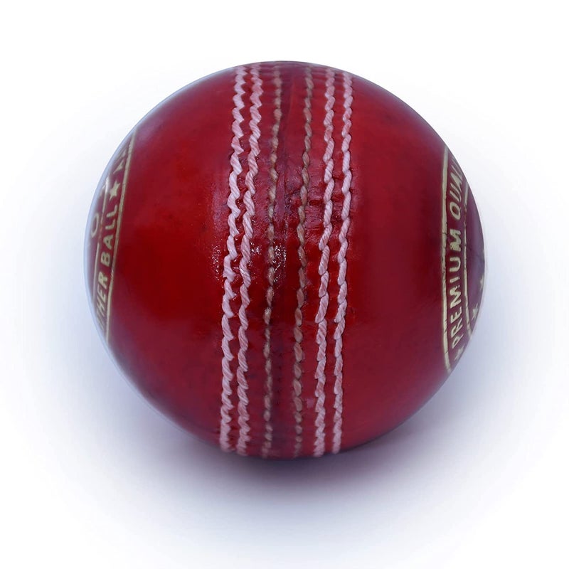 BOXCO Power Red Cricket Leather Ball Handmade 4 Piece Construction for Practice, T20, One Day & Test Matches - Image 3