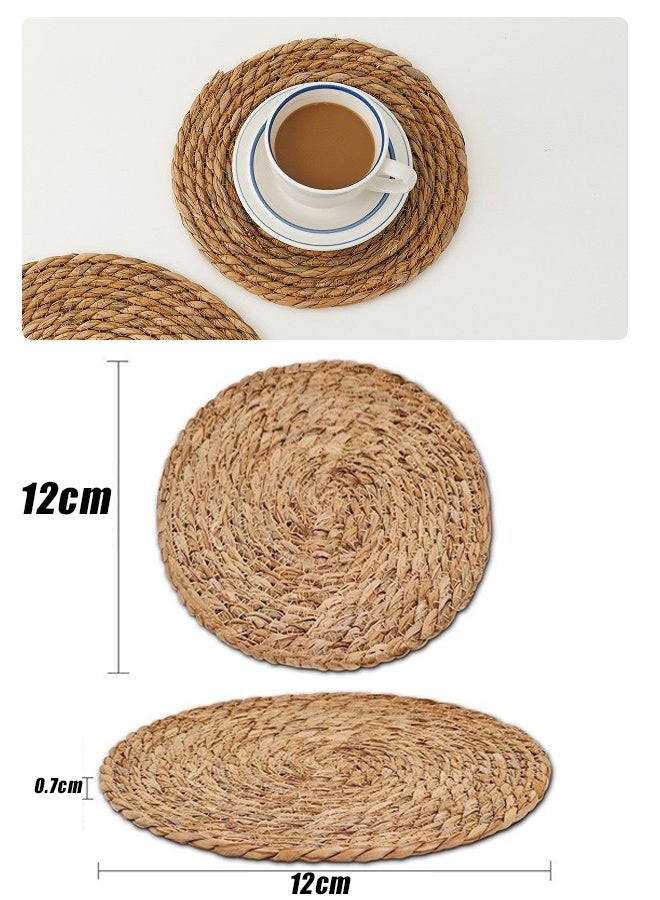 هومستر جولة المنسوجة Placemats 12 سم مجموعة من 6 - بوهو راتان Placemats المياه الطبيعية Hyacinth Placemat, مزرعة النسيج مكان حصاري, ريفي متفرج خشب طاولة حصاري طاولة الطعام,المنزل,حفل الزفاف - Image 4
