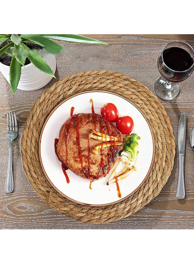 هومستر جولة المنسوجة Placemats 12 سم مجموعة من 6 - بوهو راتان Placemats المياه الطبيعية Hyacinth Placemat, مزرعة النسيج مكان حصاري, ريفي متفرج خشب طاولة حصاري طاولة الطعام,المنزل,حفل الزفاف - Image 5