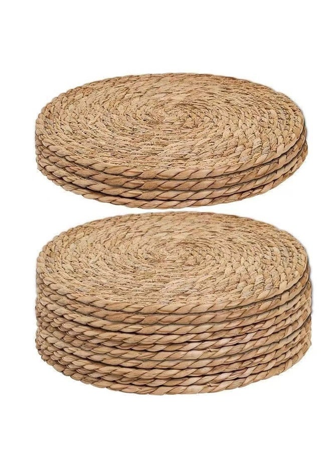 هومستر جولة المنسوجة Placemats 12 سم مجموعة من 6 - بوهو راتان Placemats المياه الطبيعية Hyacinth Placemat, مزرعة النسيج مكان حصاري, ريفي متفرج خشب طاولة حصاري طاولة الطعام,المنزل,حفل الزفاف - Image 2