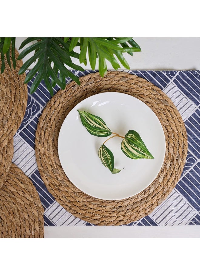 هومستر جولة المنسوجة Placemats 12 سم مجموعة من 6 - بوهو راتان Placemats المياه الطبيعية Hyacinth Placemat, مزرعة النسيج مكان حصاري, ريفي متفرج خشب طاولة حصاري طاولة الطعام,المنزل,حفل الزفاف - Image 3