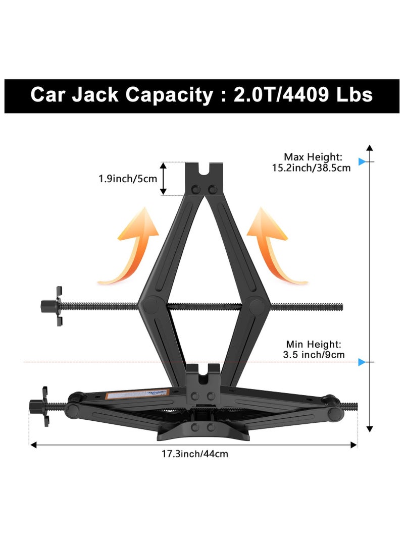 ZLH HITY Scissor Lift Jack, Compact Car Jack Kit for Auto SUV, RV, MPV with Smart Ratchet Design, Heavy Duty Tire Changing Kit Lifting 2 Ton (4409 lbs) Tire Jack.  - Image 2