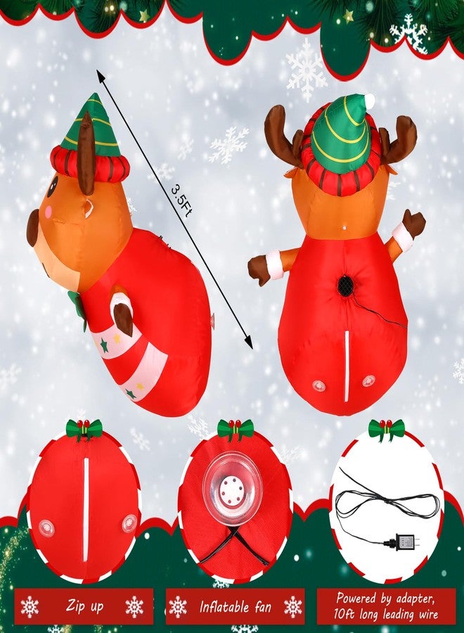 Liliful 3.2ft Christmas Inflatable Reindeer Lean Out from Window Outdoor Christmas Decoration Yard Reindeer Christmas Inflatable Blow Up Reindeer with LED Lights Indoor Yard Garden Lawn Xmas Party - Image 2