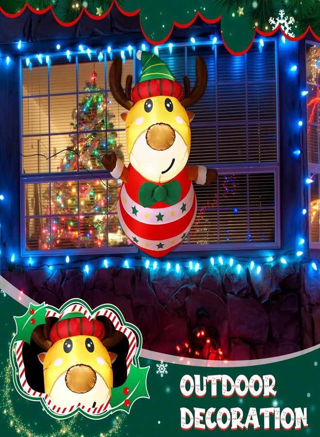 Liliful 3.2ft Christmas Inflatable Reindeer Lean Out from Window Outdoor Christmas Decoration Yard Reindeer Christmas Inflatable Blow Up Reindeer with LED Lights Indoor Yard Garden Lawn Xmas Party - Image 4