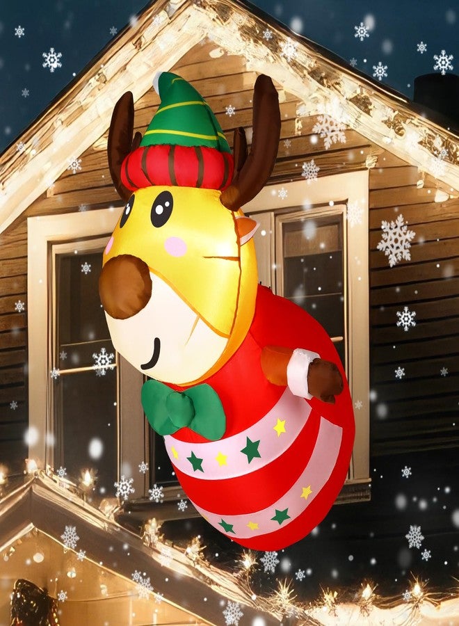 Liliful 3.2ft Christmas Inflatable Reindeer Lean Out from Window Outdoor Christmas Decoration Yard Reindeer Christmas Inflatable Blow Up Reindeer with LED Lights Indoor Yard Garden Lawn Xmas Party - Image 1