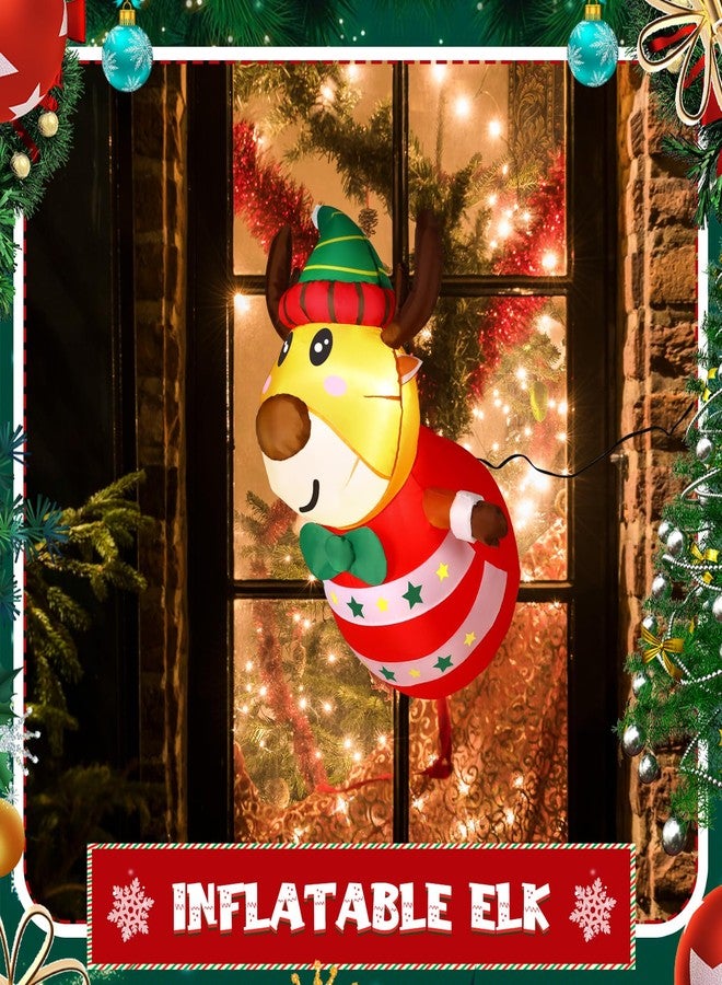 Liliful 3.2ft Christmas Inflatable Reindeer Lean Out from Window Outdoor Christmas Decoration Yard Reindeer Christmas Inflatable Blow Up Reindeer with LED Lights Indoor Yard Garden Lawn Xmas Party - Image 5