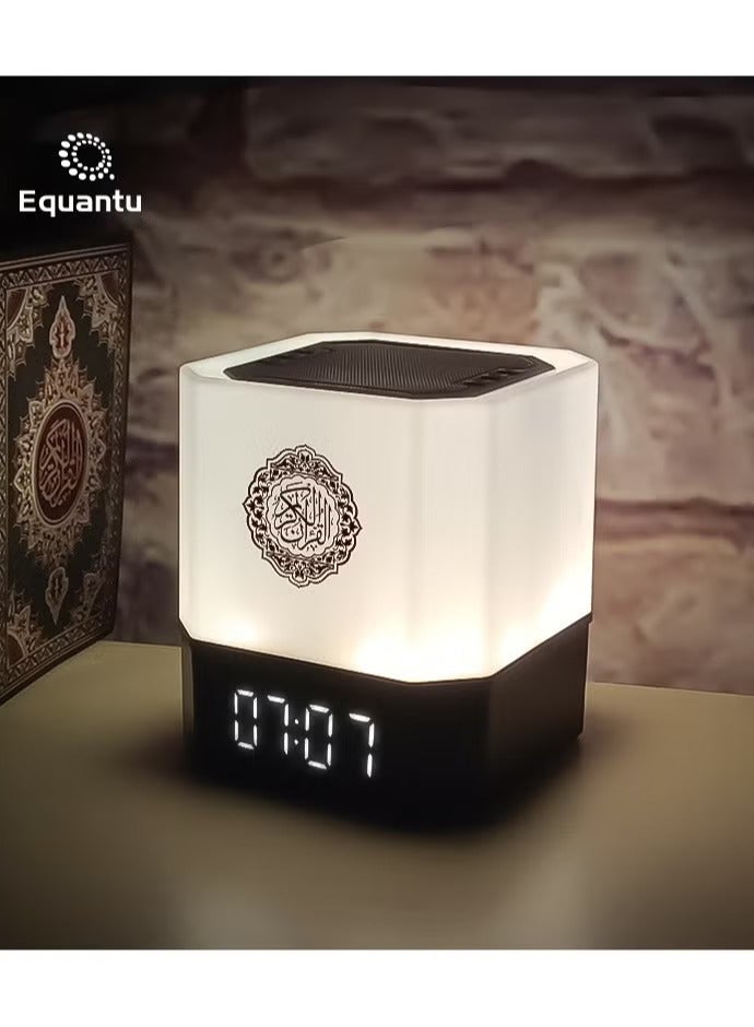 Equantu QB303 Portable Quran Speaker with Remote Control and APP Control, Multicolor Changing Azan Bluetooth Speaker, Night Light MP3 Music Player, 16 Reciters and 16 Translations With Digital Time Display - Image 1