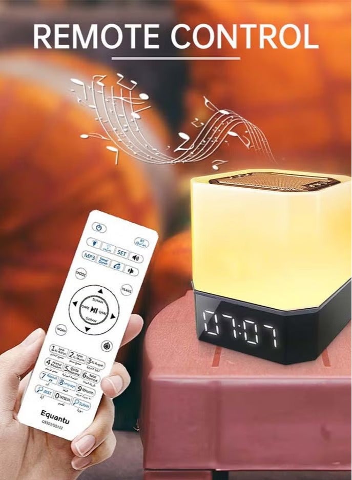 Equantu QB303 Portable Quran Speaker with Remote Control and APP Control, Multicolor Changing Azan Bluetooth Speaker, Night Light MP3 Music Player, 16 Reciters and 16 Translations With Digital Time Display - Image 3