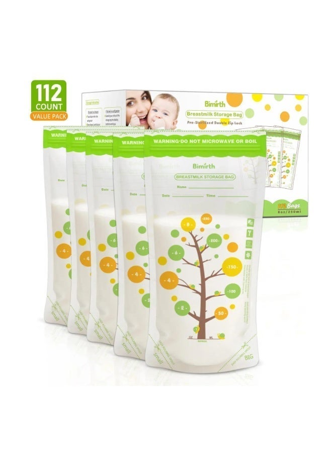 Bimirth 112PCS Breastmilk Storage Bags | Leak-Proof Double Seal & Self-Standing Design | BPA-Free Durable Milk Storage Pouches | Suitable for Freezer Storage - Image 1