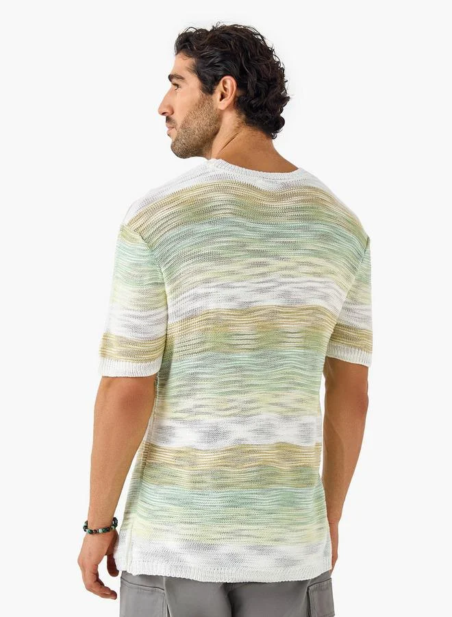 Iconic Iconic Textured Sweater with Short Sleeves