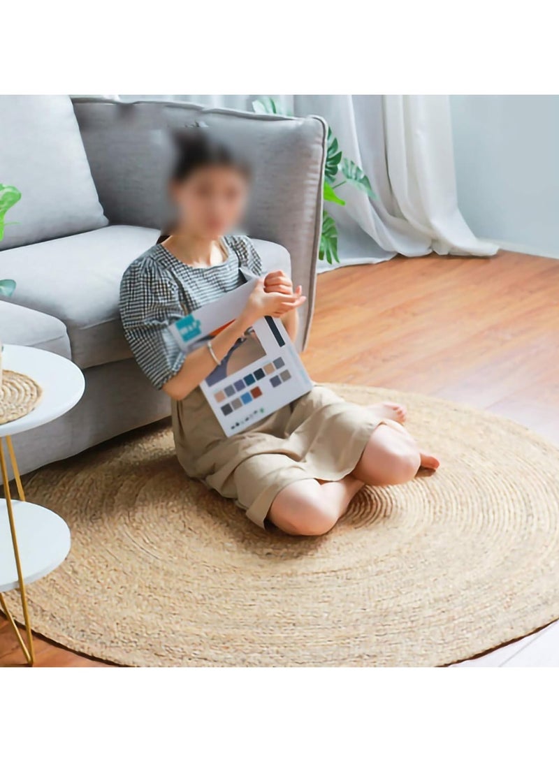 HOME TASTE TOMSUN Handwoven Natural Jute Braided Round Rug - 200 cm | Eco-Friendly Reversible Area Rug for Living Room, Kitchen, and Home Decor | Large Natural Fiber Carpet  - Image 1