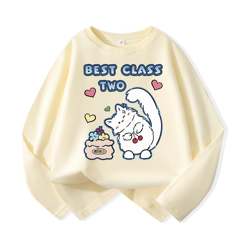 Trendy Brand Girls' Long-Sleeved T-Shirt Pure Cotton New Children'S Cartoon Panda Top Fashionable Stylish Base Shirt - Image 1