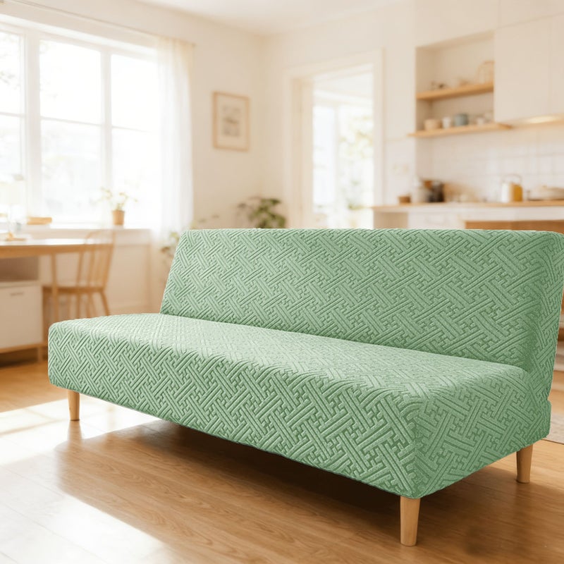 Armless Sofa Cover High Elastic Thickened Slipcover Anti Scratch Anti Slip Universal Fit For Sofa Bed Rental Apartment Green - Image 2