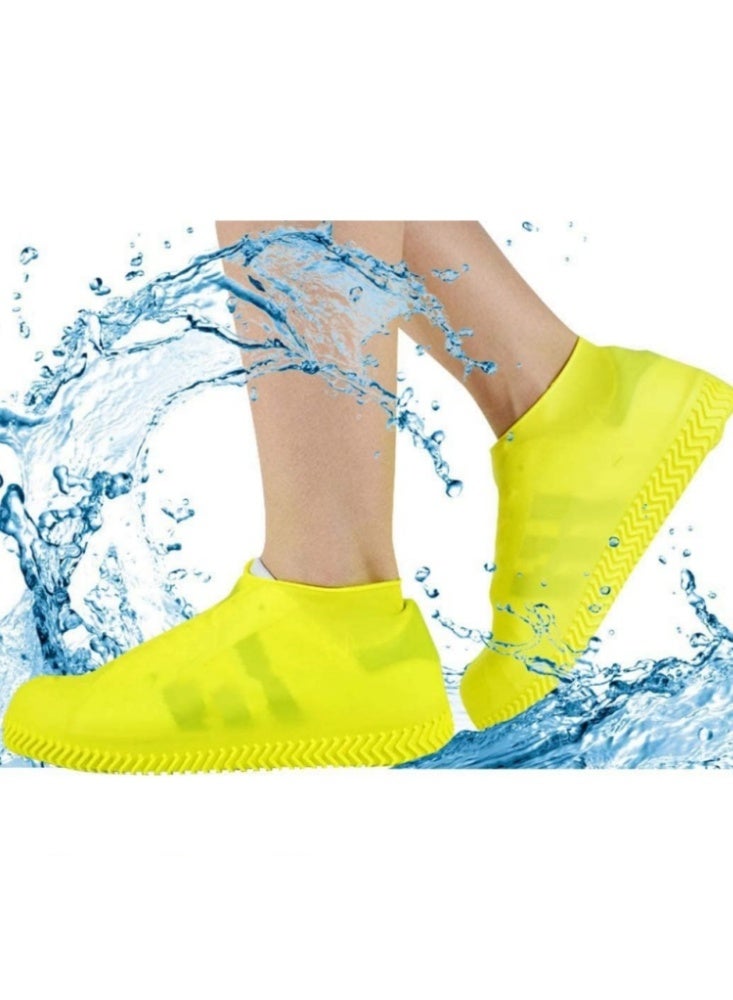 Waterproof Silicone Shoe Covers – Unisex, Anti-Slip, Durable, Reusable Rain  Snow Protection for Outdoor Use – Yellow (One Pair)