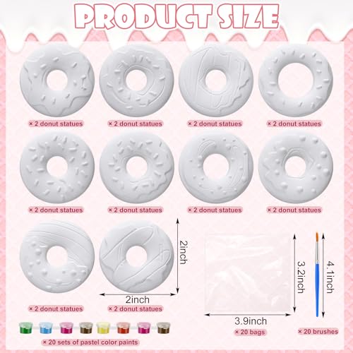 Simgoing 20 Set Dinosaur Unicorn Mermaid Donut Jungle Animal DIY Painting Kit Pumpkin Snowman Ceramic Paint Your Own Figurines Unpainted Plaster Craft for Party Favor(Dinosaur) - Image 5