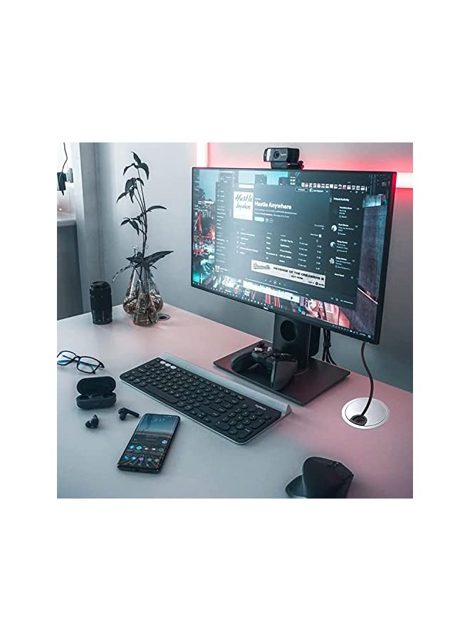 PROMASS Desk Cable Grommet 60mm, 2Pcs Metal Cable Hole Cover Table Grommet, Computer Cable Pass Tidies Desk Caps Surface Port Hole Covers Wire Organizers for Desk Office, Port Hole Covers (Brushed Chrome) - Image 3