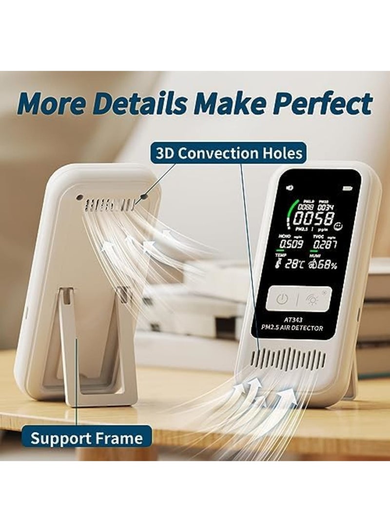 Air Quality Monitor Tester, Portable Air Quality Detector with LCD Digital Display, CO2, Formaldehyde,Temperature, Humidity Detector, PM2.5/1.0/10 HCHO TVOC Tester for Home Office, Car, Outdoor - Image 5